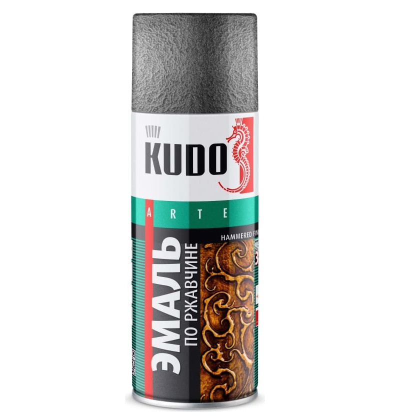 Эмаль аэрозольная молотковая Kudo KU-3001 по ржавчине серебристая 0,52 л