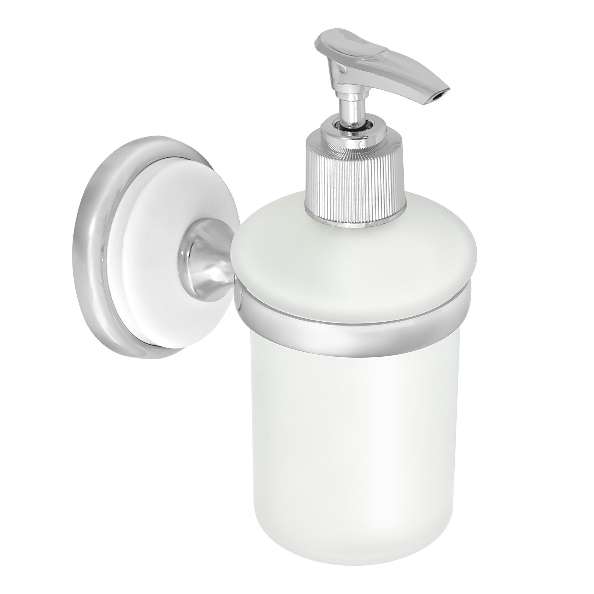 Дозатор для жидкого мыла стеклянный  "Solinne", B-51106, хром, стекло-сатин, Коллекция Blanco