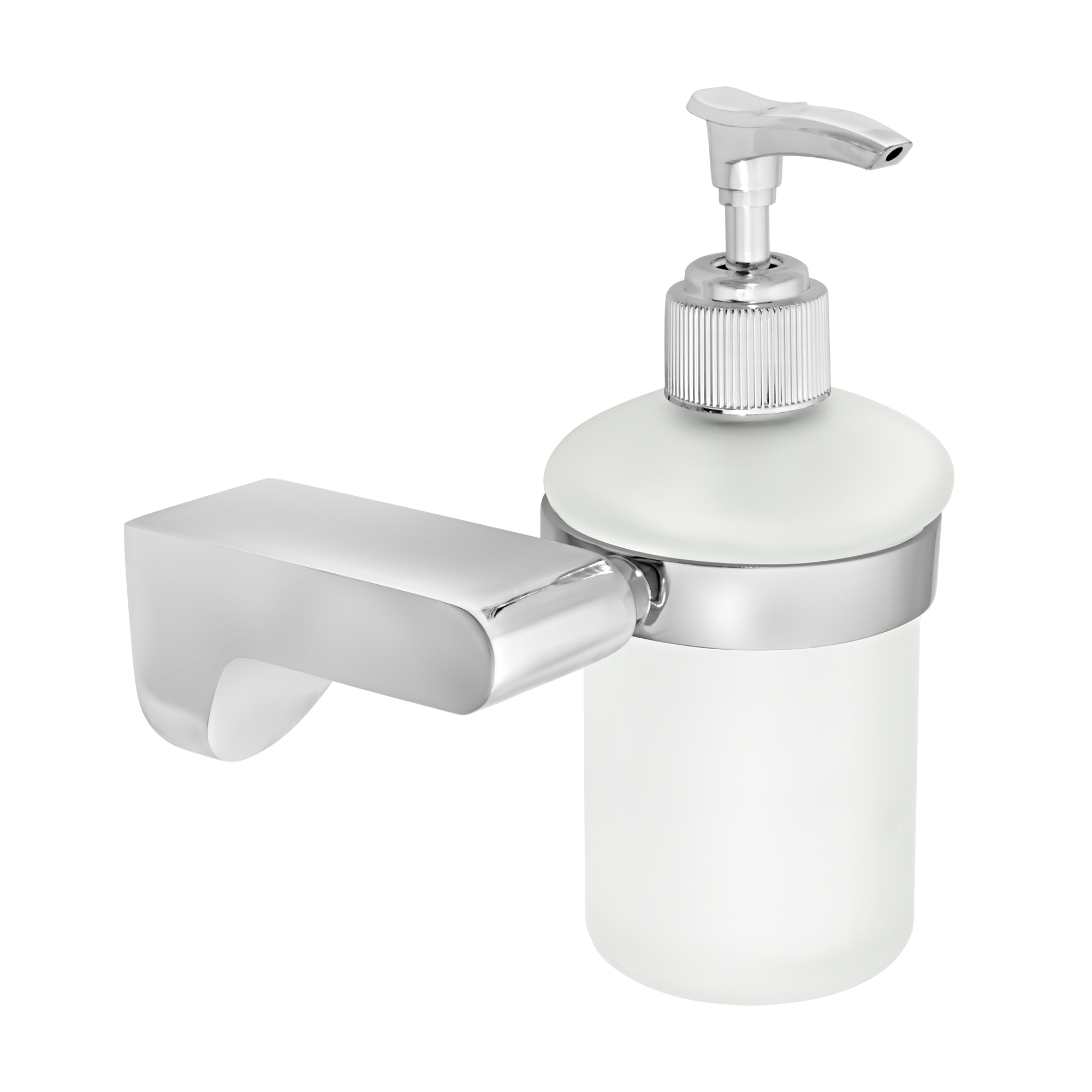 Дозатор для жидкого мыла стеклянный  "Solinne", B-82706, хром, стекло-сатин, Коллекция Mirror