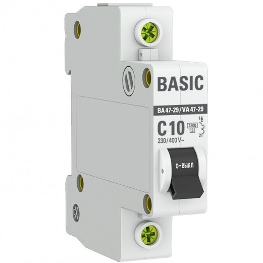 Выключатель автоматический EKF Basic ВА 47-29 mcb4729-1-10C 1п C 10А 4,5кА