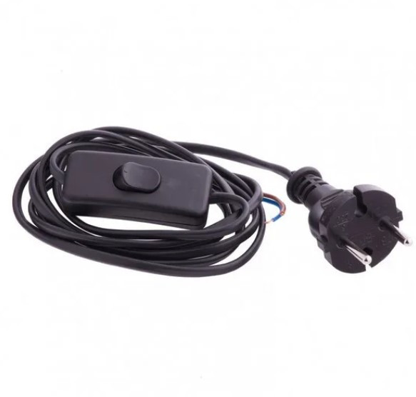 Электрический шнур Сибртех 96017 для бра 1,7 м черный с выключателем