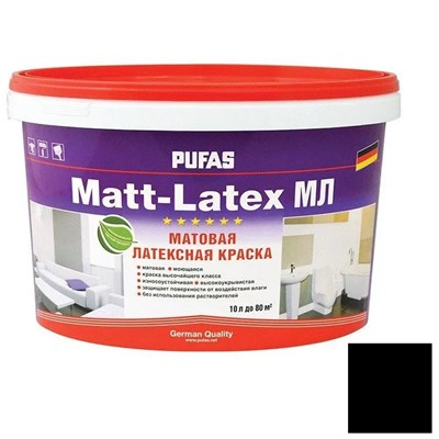 Краска моющаяся Pufas Matt-Latex морозостойкая черная RAL 9005 10 л/13,5 кг wcFrbzxhgB417u5S7HTPC2