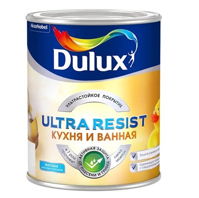 Краска для кухни и ванной латексная Dulux Ultra Resist полуматовая база BC 2,25 л bFlF-yBljDRT1uG3zzn9c0 - фото 51680