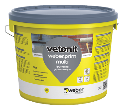 Грунтовка акриловая укрепляющая ВЕТОНИТ ПРИМ МУЛЬТИ, 5л 000021453