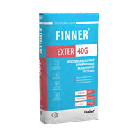 Dauer FINNER EXTER 40 G Шпатлевка цементная армированная базовая серая 25 кг Xi5leHzMhqpI2kannj2Zw1